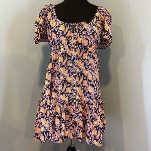 JCREW Button-front cotton voile beach dress in painted block print